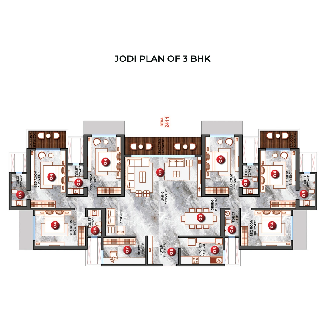 DGS Sheetal Sky 3 Bhk floorplan